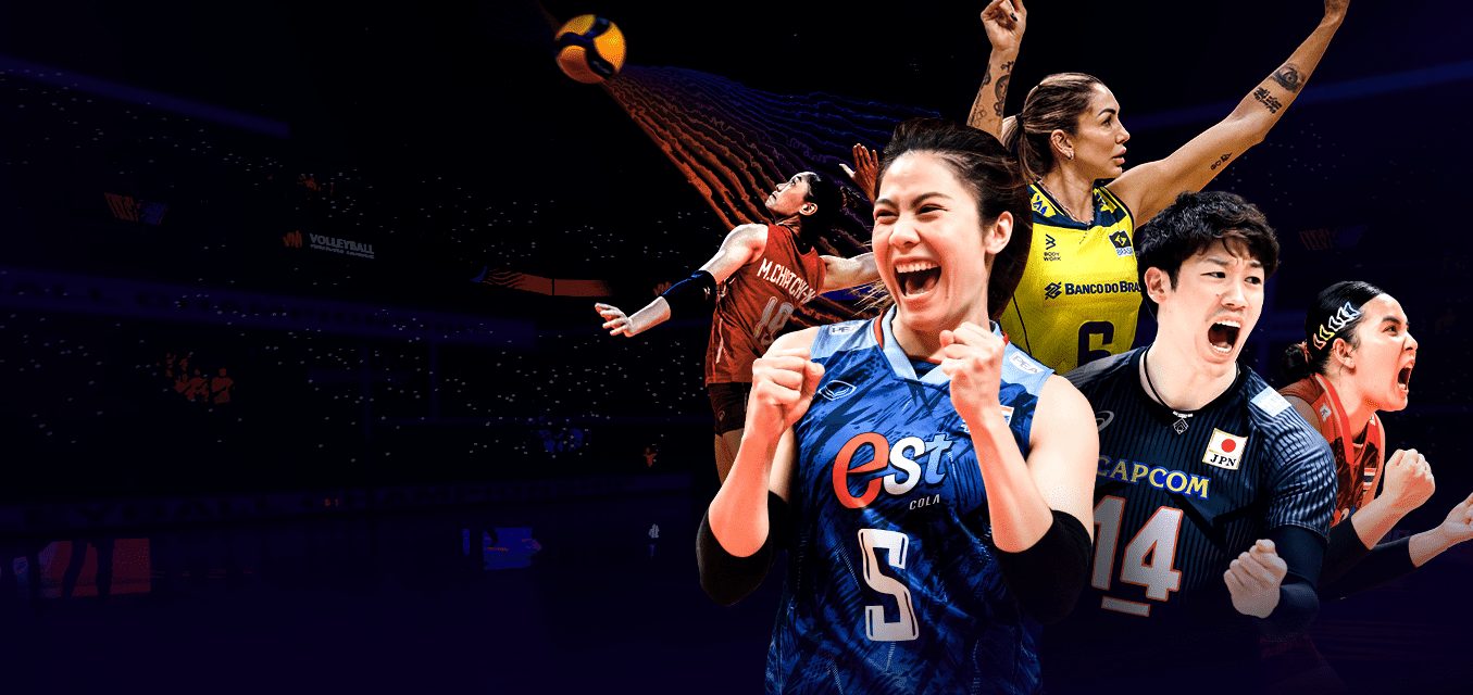 Volleyball players cheering on court