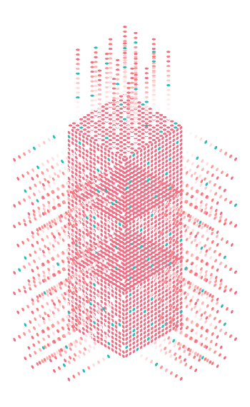 Illustration of a sharper pink data-point cube