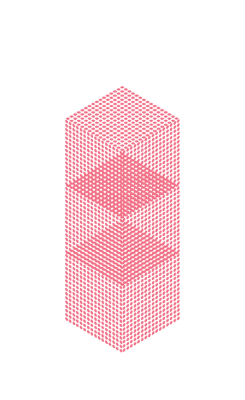Illustration of the completed pink data-point cube